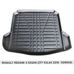 Badela Renault Megane 4 Sedan 2016 - Çift Kulak 3D Kauçuk Bagaj Havuzu - Siyah