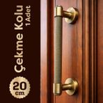 Badem10 (1 Adet) Antik Sarı Metalik Büyük Kapı Çekme Kolu 25 cm Dış Mekan Cami Kapısı Uyumlu - 20 cm
