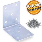Badem10 10 Adet 50x50x40 mm Mobilya Köşe Bağlantı Sabitleme L Demir Köşebent Gönye