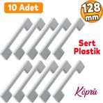 Badem10 10 Adet Plastik Köprü Mobilya Mutfak Çekmece Dolabı Dolap Kapak Beyaz Kulbu Kulpu Kulpları 128 mm