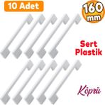 Badem10 10 Adet Plastik Köprü Mobilya Mutfak Çekmece Dolabı Dolap Kapak Beyaz Kulbu Kulpu Kulpları 160 mm