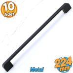 Badem10 10 Adet Radus 224 mm - 22.4 cm Siyah Metal Mobilya Çekmece Mutfak Dolabı Dolap Kulpları Kulbu Kulpu