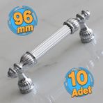 Badem10 10 Adet Şah 96 mm Krom Renk Kulp Metal Mobilya Dolap Çekmece Kapak Mutfak Kulplar Kulbu Dolabı Kulpu