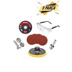 Badem10 115 mm 9 Parça Spiral Avuç Içi Taşlama Makinesi Cırt Zımpara