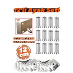 Badem10 12'li Set Krom 12cm Metal Mobilya Kanepe Koltuk Baza Yatak Çekyat Yükseltme Ayağı Ayakları M8 Civata