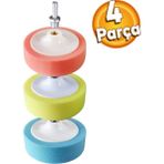 Badem10 150 mm 4 Parça Set Pasta Cila Polisaj Süngeri Pedi Turuncu Alman Cila Süngeri Sarı Matkap Aparatı