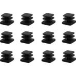 Badem10 (15X15 Mm) Kademeli Iç Takoz Masa Sandalye Sehpa Tapası Kare Tıpa Papuç Parke Zemin Koruyucu 12 Adet - Siyah