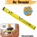 Badem10 (1ADET) Aluminyum Su Terazisi 60 cm Inşaat Duvar Fayans Marangoz Ölçüm Eğim Ölçü Eğik Ölçme - Sarı - 1 Adet
