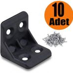 Badem10 25x25x25 mm Siyah 10 Adet Mobilya Dolap Köşe Bağlantı Sabitleme L Gönye