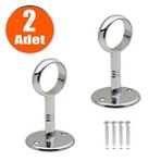 Badem10 2x Askı Flanşı Açık Ağız Daire Dolap Elbise Askı Aparatı Boru Tutucu