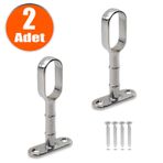 Badem10 2x Askı Flanşı Açık Ağız Oval Dolap Elbise Askı Aparatı Boru Tutucu