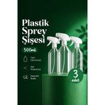 Badem10 (3 ADET) 500 ml Plastik Şeffaf Boş Fısfıs Şişesi 20 cm Kimyasala Dayanıklı Çok Amaçlı Sprey Bitki