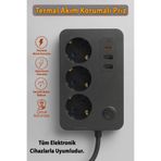 Badem10 3 Prizli 3 USB Girişli Çocuk Akım Korumalı Topraklı Golyat Grup Şarj Fiş Priz 2 Metre Uzatma Kablosu