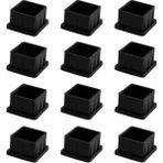 Badem10 (30X30 Mm) Iç Takoz Masa Sandalye Sehpa Ayak Tapası Kare Tıpa Papuç Parke Zemin Koruyucu 12 Adet - Siyah
