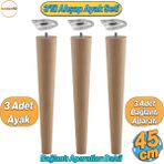 Badem10 3'lü Ahşap Sehpa Ayak Takımı 45 cm Zigon Puf Tabure Ayağı Masa Ayakları Açılı Bağlantı Aparatı Dahil