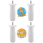 Badem10 (4 Adet) Ayarlanabilir 9.5 cm Beyaz Mobilya Kanepe Baza Koltuk Vidalı Orta Destek Ayağı Ayakları