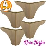 Badem10 (4 Adet) Bellona Rose 9.5 cm Açık Kahverengi Mobilya Kanepe Koltuk Koltuk Ayağı Ayakları