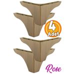 Badem10 (4 Adet) Bellona Rose 9.5 cm Açık Kahverengi Mobilya Kanepe Koltuk Koltuk Ayağı Ayakları