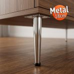 Badem10 (4 Adet) Omaks 18 cm Metal Krom Düz Mobilya Sehpa Kanepe Ayağı Montaj Vidaları Dahil Ayak - 2