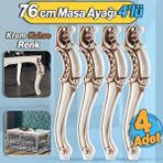 Badem10 4 Adet Valenta Masa Dresuar Ayağı 76 cm Krem Kahverengi Ayak Mutfak Yemek Masası Mobilya Ayakları