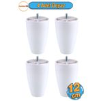 Badem10 4 Adet Vidalı (M8 INCE DİŞ) 12 Cm (BEYAZ) Plastik Mobilya Yükseltici Koltuk Kanepe Ayağı Ayakları