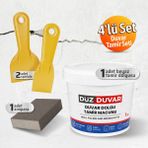 Badem10 (4'lü) Duvar Tamir Seti Beyaz 1000 gr Dolgu Tamir Macunu + 2 Adet Plastik Spatula + Kübik Zımpara - 1 Adet