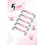 Badem10 (5 Adet) Alvena Pembe Porselen Kulpları 96 mm 9.6 cm Mobilya Mutfak Çekmece Dolabı Dolap Kulbu Kulpu