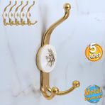 Badem10 5 Adet Gold Altın Portmanto Vestiyer Kapı ve Duvar Askısı