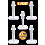 Badem10 5 Adet Mobilya Kapı Arkası Kolu Stoperi Tamponu Plastik Beyaz 8 cm Stopu Durdurucusu Tutucu Tutacağı