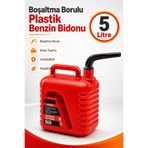Badem10 5 lt Plastik Boşaltma Borulu Antistatik Benzin Bidonu