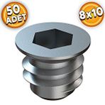 Badem10 50 Adet 8x10 M6 Çinko Metal Dübel