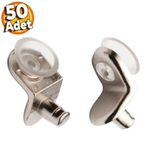 Badem10 50 Adet Raf Pimi L Tip Vantuzlu Cam Ahşap Metal Raf Tutucu Çivisi Mobilya Dolap Pimi