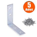 Badem10 55x55x15 mm 5 Adet Mobilya Dolap Köşe Bağlantı Sabitleme L Demir Gönye
