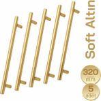 Badem10 (5ADET) 320 mm Soft Altın Metal Mobilya Mutfak Dolap Çekmece Dolabı Kulbu Kulpu Kulpları - 320mm