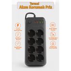 Badem10 8 Prizli 4 USB Girişli Akım Korumalı Topraklı Golyat Grup Şarj Fiş Priz 2 Metre Uzatma Kablosu