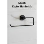Badem10 Açık Kağıt Havluluk Mat Siyah Metal Duvara Monte Vidalı Banyo Tuvalet Mutfak Kağıt Havluluk 25 cm