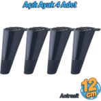 Badem10 Açılı Konik 12 cm Antrasit 4 Adet Ayak Mobilya Yükseltici Baza Ayağı Koltuk Kanepe Altı Puf Ayakları