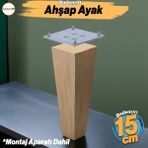 Badem10 Ahşap Ayak 15 cm Kare Bağlantı Aparatı Dahil Mobilya Koltuk Kanepe Sehpa Masa Ayağı Ayakları Boyasız