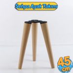 Badem10 Ahşap Sehpa 3'lü Ayak Takımı 45 cm Zigon Puf Tabure Ayağı Masa Ayakları 45 cm Bağlantı Aparatı Dahil
