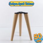 Badem10 Ahşap Sehpa 3'Lü Ayak Takımı 50 Cm Zigon Puf Tabure Ayağı Masa Ayakları 50 Cm Bağlantı Aparatı Dahil