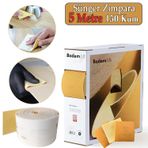 Badem10 Ahşap Sünger Zımpara Kağıdı Mutfak Banyo Bulaşık Süngeri Bant Kağıt Süngerli Zımpara 5 Metre 150 Kum