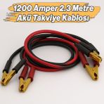 Badem10 Akü Takviye Kablosu 1200 Amper 2.3 Metre Kalın Telli Güçlü Araç Akü Yardım Başlatma Kablosu