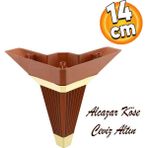 Badem10 Alcazar Lüks Köşe 14 cm Ceviz Altın Baza Mobilya Kanepe Sehpa Tv Ünitesi Koltuk Ayağı