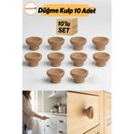 Badem10 Alegro Düğme 10 Adet Set Açık Ceviz Plastik Tek Vidalı Mutfak Dolabı Çekmece Dolap Kulpu Kulbu Model
