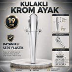 Badem10 Alesta Kulaklı Krom Kaplama Plastik Sehpa Ayağı 19 cm Mobilya Kanepe Koltuk Ayağı Ayak