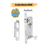 Badem10 Anahtarlı Metal (40 mm) İç Oda Kapı PVC Kapı Ahşap Kapı Gömme Kilit Gövde Kilidi Barelsiz