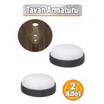 Badem10 Apartman EV Tavan Üstü Armatür 2 Adet Set Antrasit Renk LED Uyumlu Geniş Aydınlatma Şık Tasarım