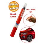 Badem10 Araç Oto Rötuş Kalemi 5 ml Kaporta Tampon Çizik Giderici Fırça Metalik Kırmızı Renk Boya Kalemi