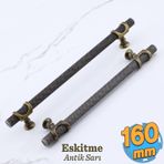 Badem10 Arsin Eskitme Antik Sarı Metal Kulp 160 Mm-16 cm Mobilya Mutfak Dolabı Dolap Kulpları Kulbu Çekmece