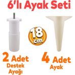 Badem10 Aspen 6'lı Set Mobilya Tv Ünitesi Çekyat Koltuk Kanepe Baza Destek Ayağı Ayakları 18 Cm Krem M8 - 18 cm Krem Baza Ayak M8 Destek